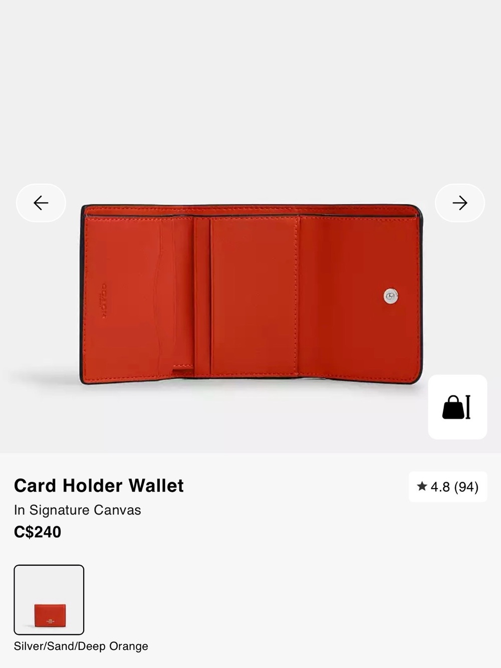 Coach | Card Holder Wallet In Signature Canvas - Picture 10 of 13
